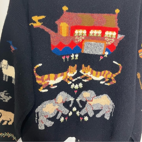 Vintage Susan Bristol 2 by 2 Noah’s Ark hand knit wool sweater womens size large - Picture 9 of 11